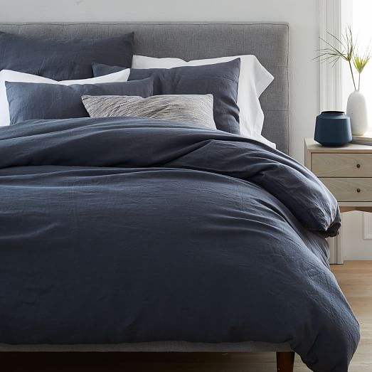 Belgian Linen Styled Bedding Set Iron Blue - Blue Linen Bedding Sets Belgian Linen Styled Bedding Set Iron Blue - Blue Linen Bedding Sets