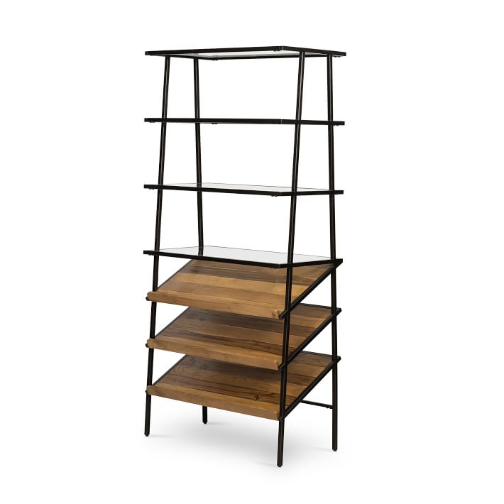 Mixed Wood & Glass Open Bookcase | West Elm