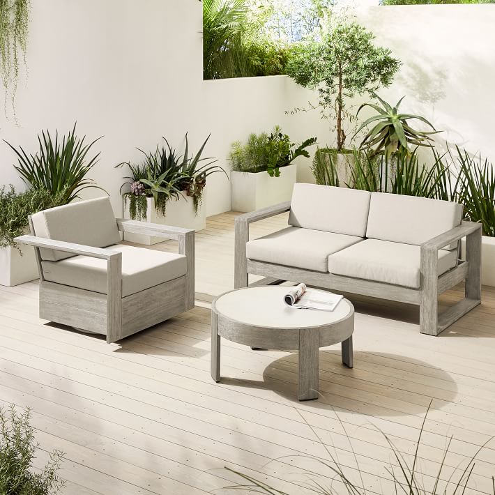 Portside Outdoor Sofa Swivel Chair Coffee Table Set