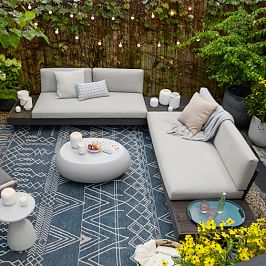 Portside Outdoor Low 3 Piece L Shaped Sectional W Corner Coffee Table