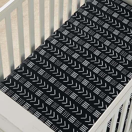 muslin crib sheet cinnamon mudcloth