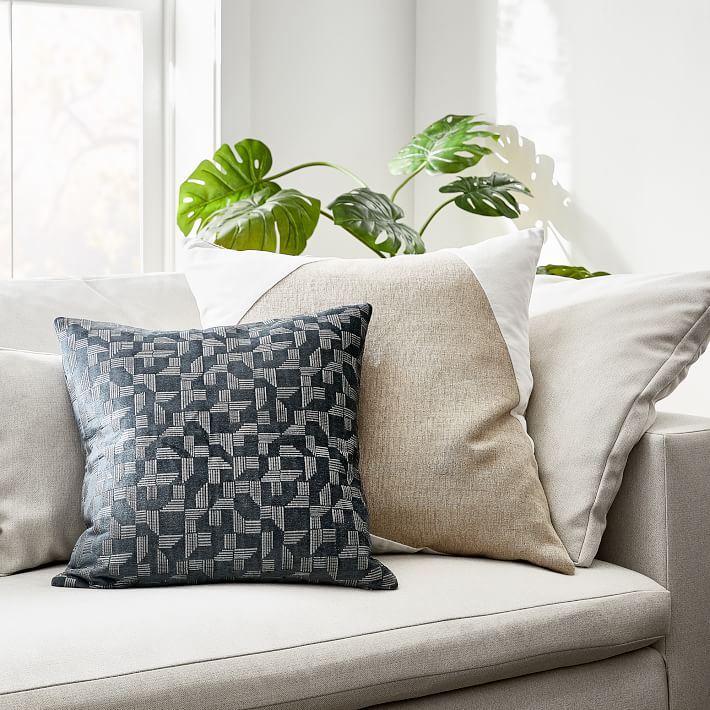 Cotton Linen & Velvet Corners Pillow Cover | West Elm
