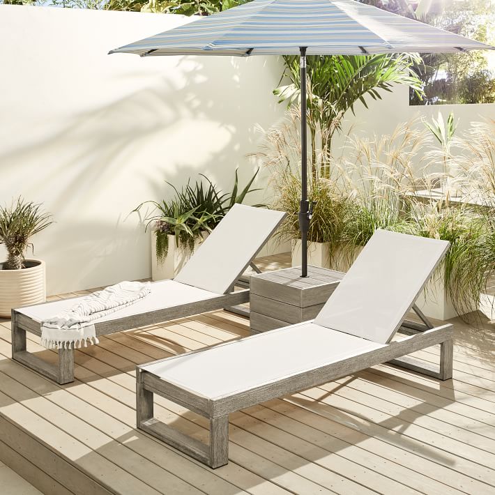 Portside Outdoor Textilene Chaise Loungers 2 Umbrella Side Table Set Weathered Gray - Patio Table And 2 Chairs With Umbrella Portside Outdoor Textilene Chaise Loungers 2 Umbrella Side Table Set Weathered Gray - Patio Table And 2 Chairs With Umbrella