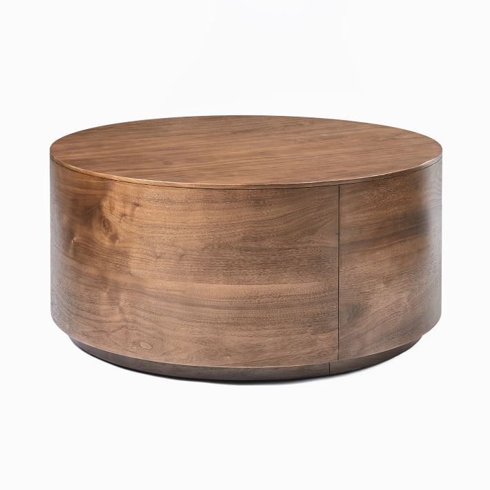 Volume Round Drum Coffee Table - Wood | West Elm