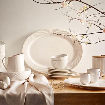 Textured Stoneware Serveware - White