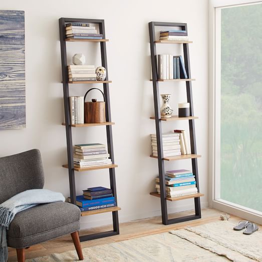 Ladder Bookshelf Narrow Sand Stone