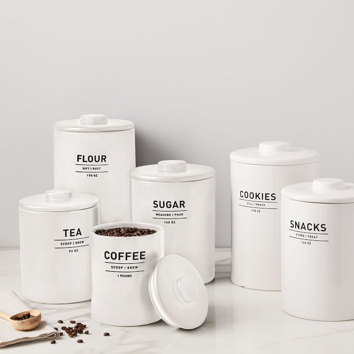 white and black tea coffee sugar canisters