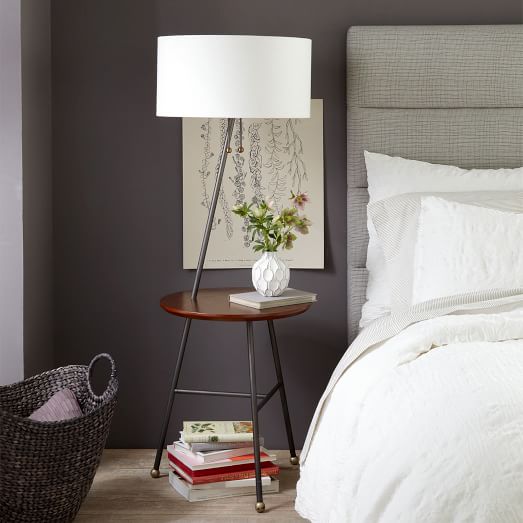 Side Table Lamp Combo, End Table With Lamp Combo