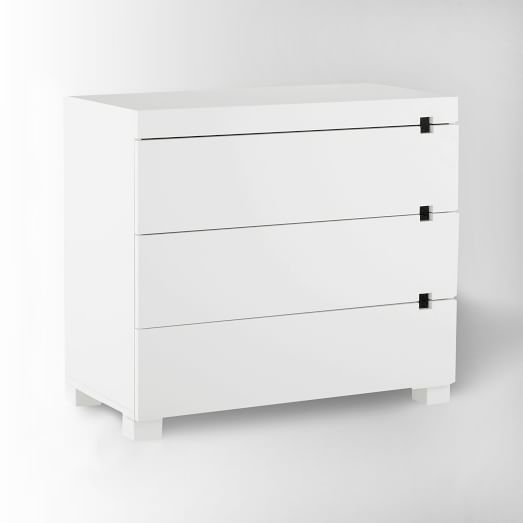 Square Cutout 3 Drawer Dresser White Square Cutout 3 Drawer Dresser White