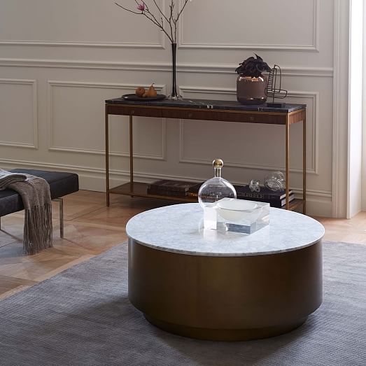 Marble Metal Drum Coffee Table - Metal Drum Coffee Table With Wood Top Marble Metal Drum Coffee Table - Metal Drum Coffee Table With Wood Top