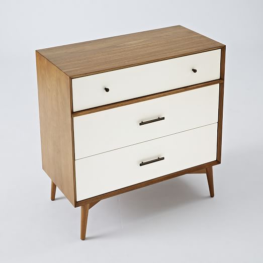 Mid Century 3 Drawer Dresser White Acorn Mid Century 3 Drawer Dresser White