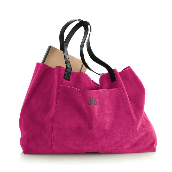 red suede tote bag