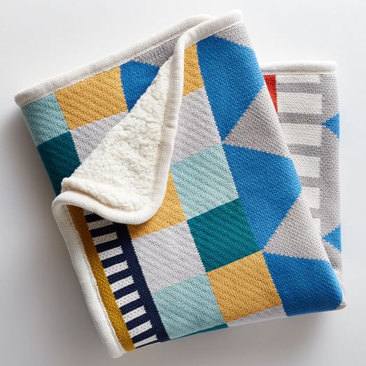 Knit Cotton Baby Blanket - Geometric