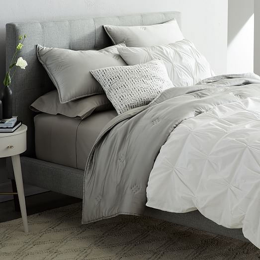 Organic Cotton Pintuck Duvet Cover Shams - Grey Pintuck Bedding King Organic Cotton Pintuck Duvet Cover Shams - Grey Pintuck Bedding King