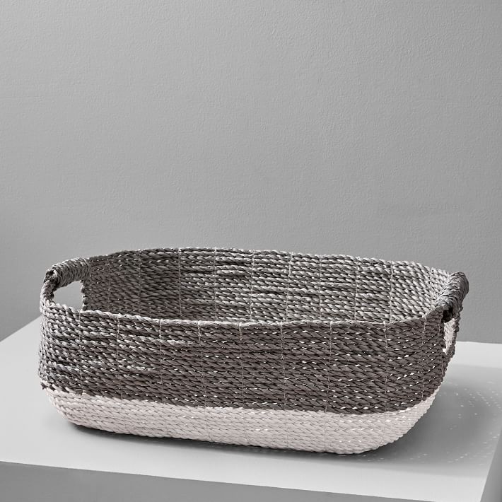Two Tone Woven Underbed Basket Gray White