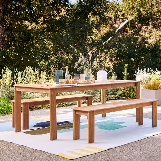 Playa Outdoor Expandable Dining Table Benches Set