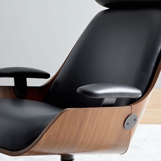 Malcolm Bentwood Leather Swivel Chair