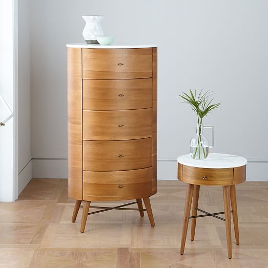 Penelope Narrow 5 Drawer Dresser Acorn W Marble Top Penelope Narrow 5 Drawer Dresser