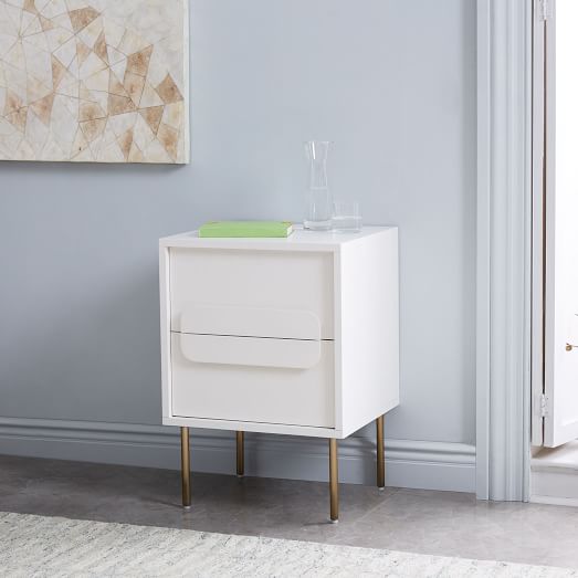 Gemini Nightstand White Lacquer