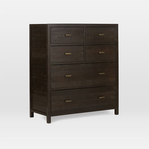 Modern Mixed Reclaimed Wood 6 Drawer Dresser Dark Carbon