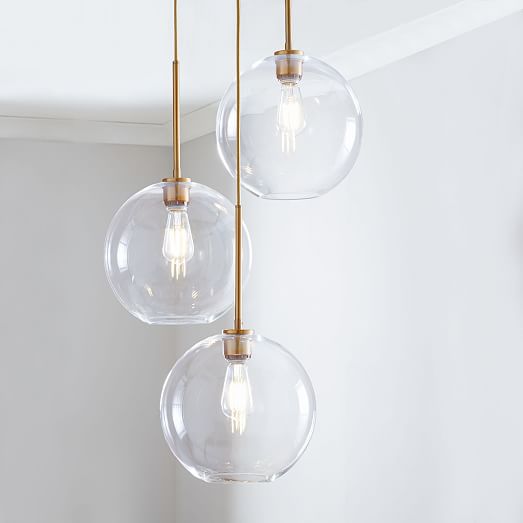 Sculptural Glass 3 Light Globe Chandelier Clear