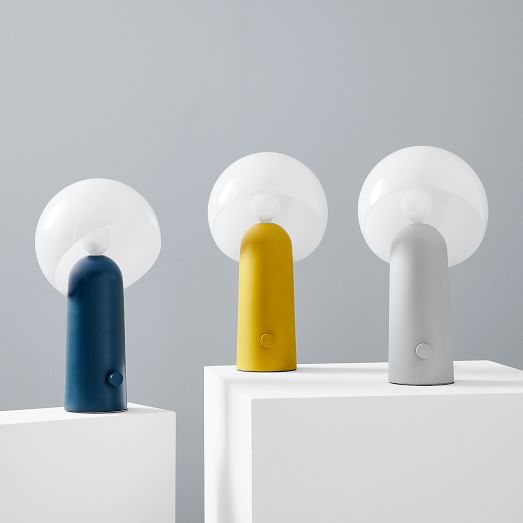 yellow and grey bedside lamps