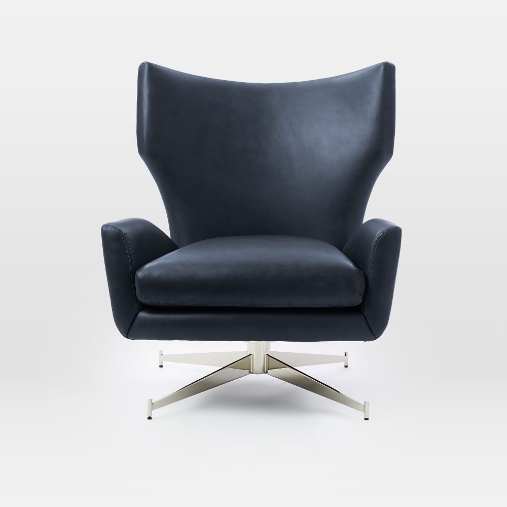 Hemming Leather Swivel Armchair West Elm