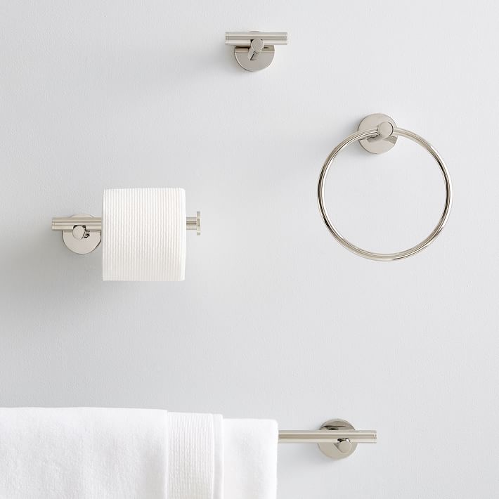 Modern Overhang Bath Hardware - Polished Nickel, Bathroom Hardware | West Elm