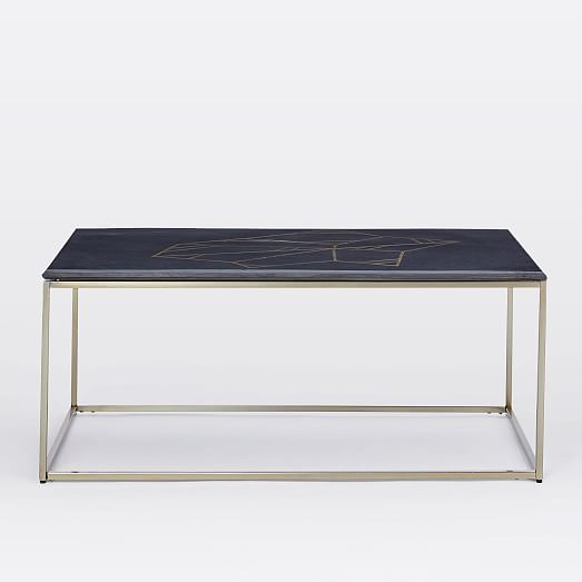 Graphic Marble Inlay Coffee Table Black