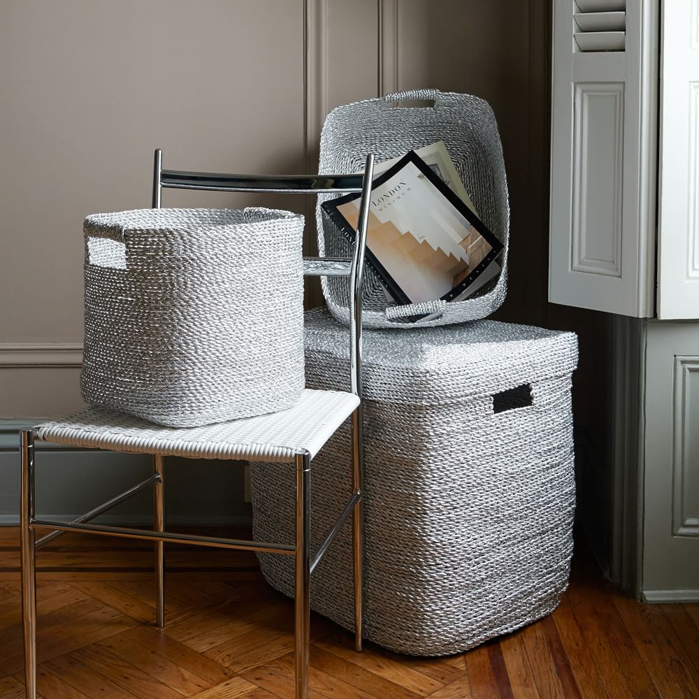 Metallic Woven Storage Basket West Elm