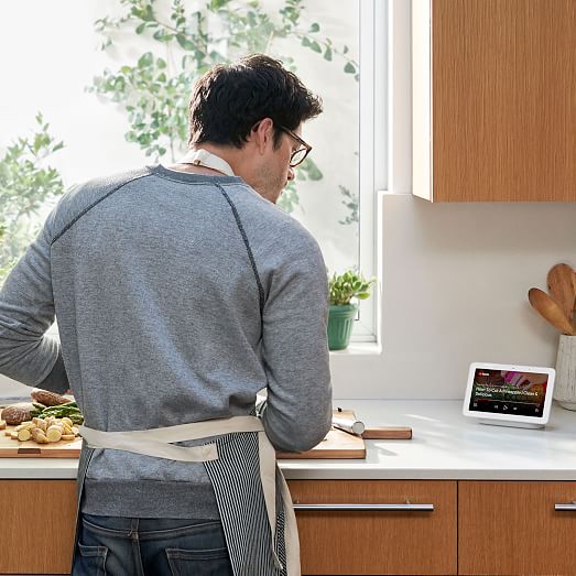 google home hub in the kitchen