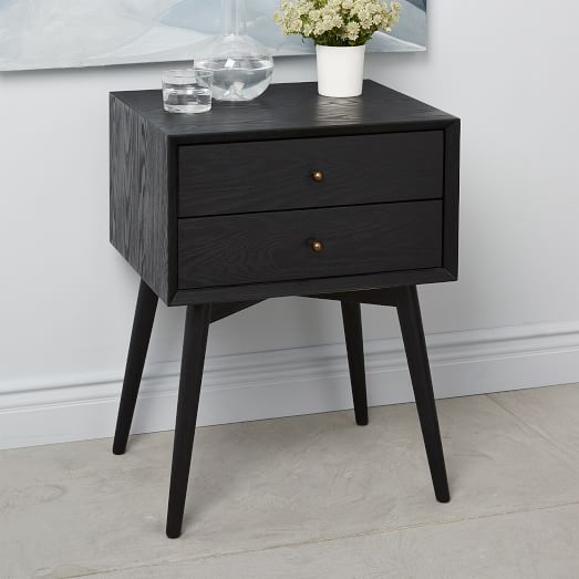 Mid Century Nightstand Black