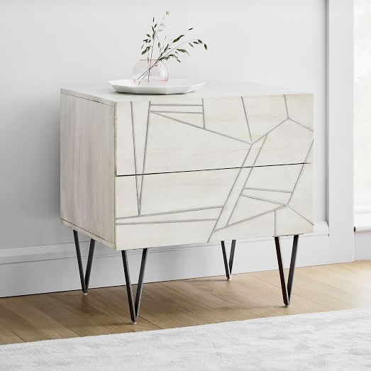 Roar Rabbit Silver Geo Inlay Nightstand Bone