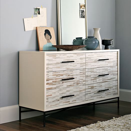 Wood Tiled 6 Drawer Dresser Wood Tiled 6 Drawer Dresser