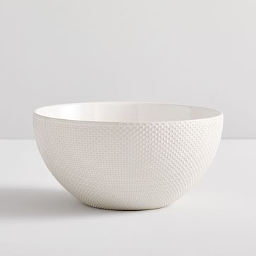 Textured Stoneware Serving Bowl, White Dots