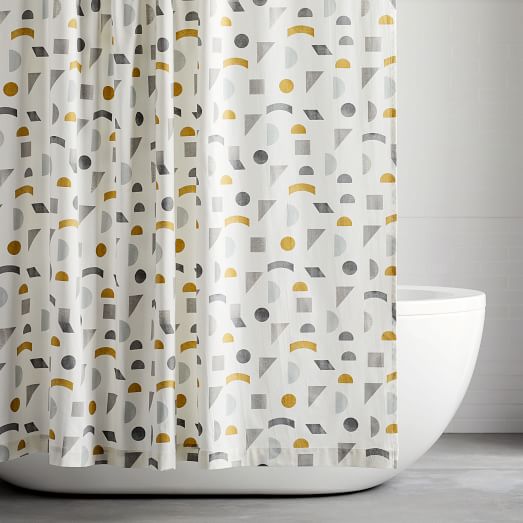 Summer Shower Curtain Colored Geometric Circle Print for Bathroom