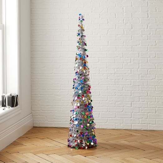 Pop Up Tinsel Tree Silver