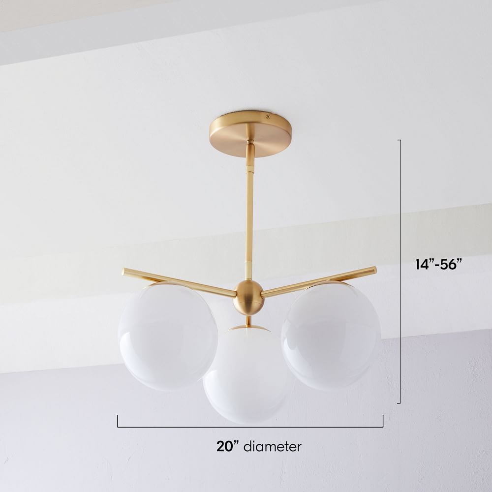 Sphere & Stem 3-Light Chandelier - Milk | West Elm