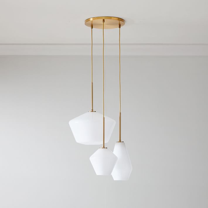 Sculptural Glass 3 Light Geo Chandelier Milk - Milk Glass Chandelier Covers Sculptural Glass 3 Light Geo Chandelier Milk - Milk Glass Chandelier Covers