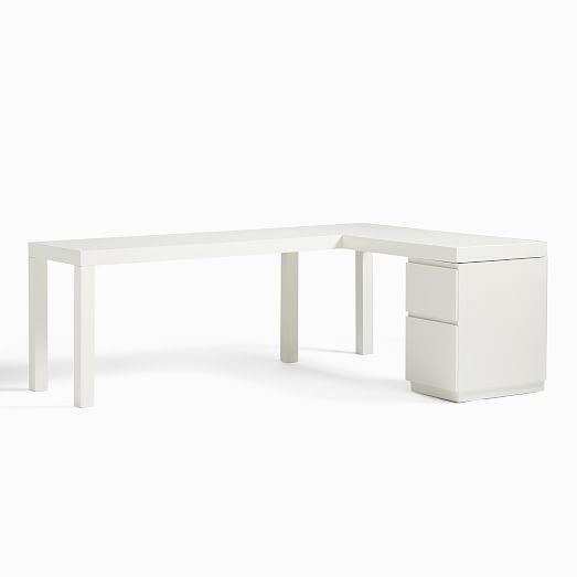 Parsons L Shaped Desk File Cabinet Set