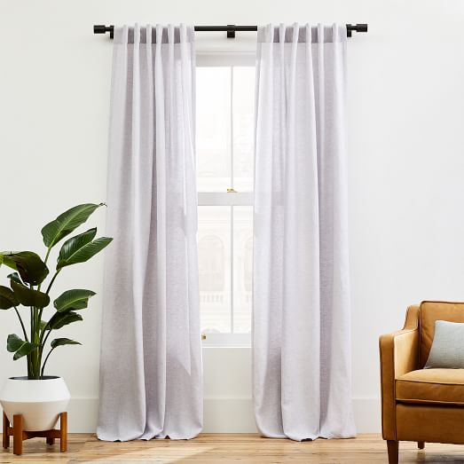 Belgian Flax Linen Melange Curtain - Olive | West Elm