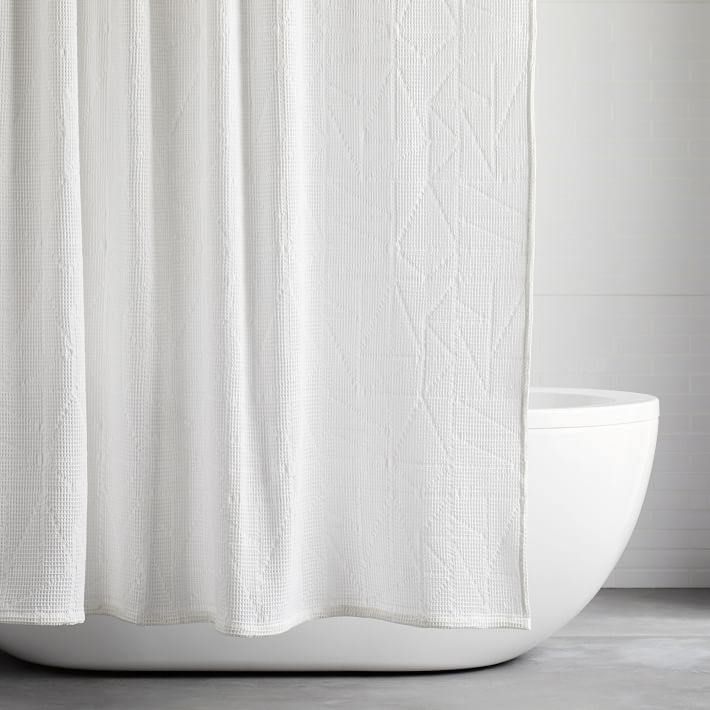 Organic Triangle Waffle Shower Curtain - Blush Pink Waffle Shower Curtain