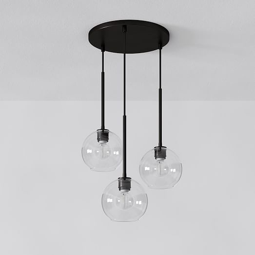Sculptural Glass 3 Light Globe Chandelier Clear