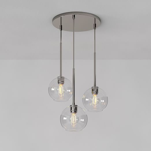 Sculptural Glass 3 Light Globe Chandelier Clear