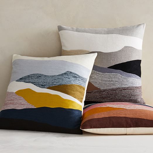 Crewel Landscape Pillow Cover