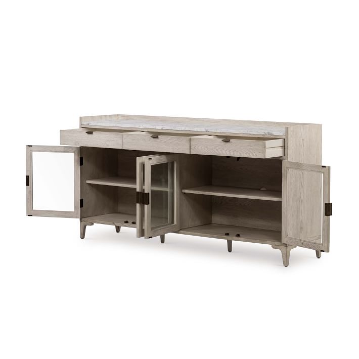 Washed White Oak & Glass Buffet West Elm