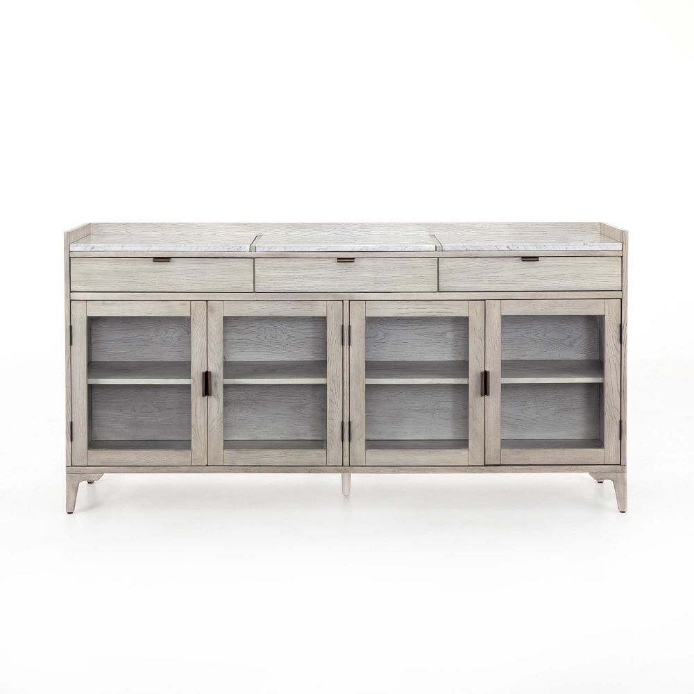 Washed White Oak & Glass Buffet West Elm