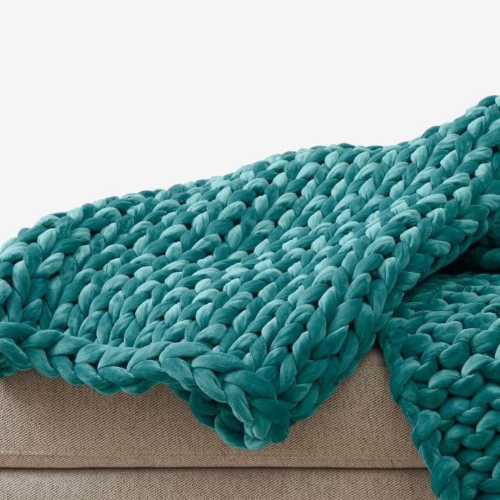 Bearaby Velvet Weighted Blanket - Turquoise | West Elm