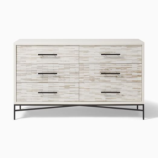 Wood Tiled 6 Drawer Dresser Wood Tiled 6 Drawer Dresser