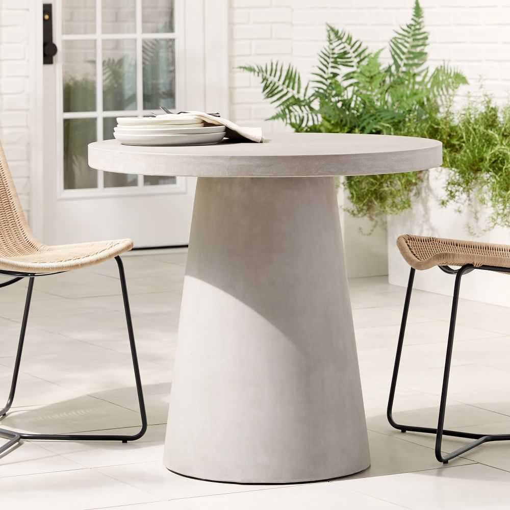 Concrete Outdoor Round Pedestal Dining Table | West Elm